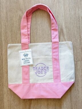 Trader Joe's Mini TOTE - Pink & Cream